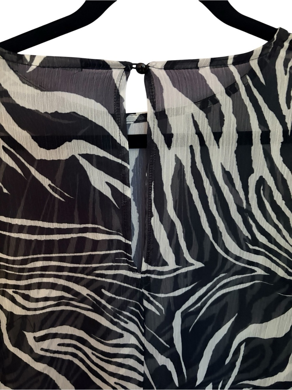 Black & White Zebra Print Sheer Long Sleeve Dress - Picture 9 of 10